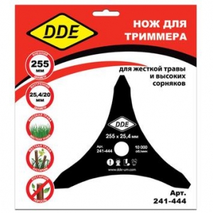 ДИСК ДЛЯ ТРИММЕРА DDE DAGGER CUT 3-ХЛОПАСТНОЙ, 255 Х 25,4/20