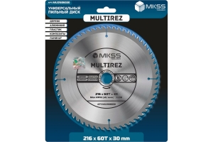 MU2160 Диск пильный универсальный 216х60Тх1,5/2,4х30мм Multirez MKSS