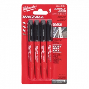 Маркеры ультратонкие Черные INKZALL™ Milwaukee набор 4ед. для стройплощадки