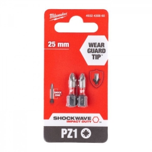 Бита PZ1 25мм Milwaukee SHOCKWAVE™ (2шт/уп) GEN III