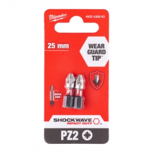 Бита PZ2 25мм Milwaukee SHOCKWAVE™ (2шт/уп) GEN III