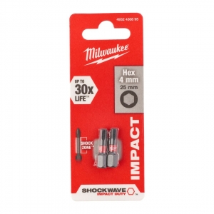 Бита HEX4 25мм Milwaukee SHOCKWAVE™ (2шт/уп) GEN III