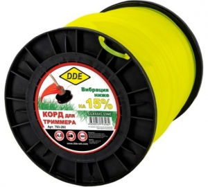 КОРД ТРИММЕРНЫЙ НА КАТУШКЕ DDE 4,0*360 желтый