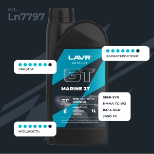 LAVR MOTO Моторное масло GT Manne 2T FC 1л