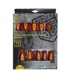 НАБОР ОТВЕРТОК ДИЭЛЕКТРИЧЕСКИХ ДО 1000V 11 ПРЕДМЕТОВ BERGER