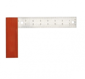 Угольник PRO 200мм (нерж. сталь, метрич. шкала, деревянная ручка) Workpro