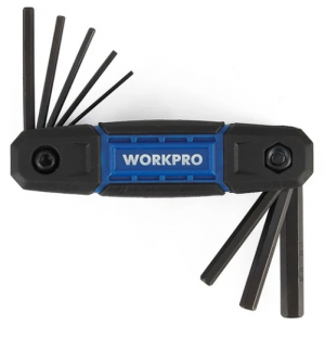 Набор складных шестигранных ключей PRO CR-V 8шт (метрический, прорезиненный корпус) Workpro