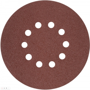 Круги шлифовальные с отверстиями (липучка), алюминий-оксидные, 225 мм, 5 шт. Р 36