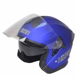 Шлем мото открытый HIZER J232 #2 (L) matte blue (2 визора)