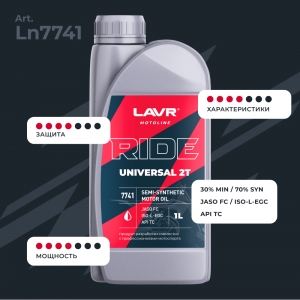 LAVR MOTO Моторное масло RIDE UNIVERSAL 2T FC, 1л