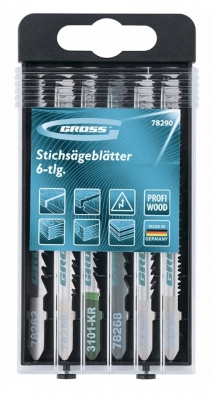 Набор полотен для электролобзика по дереву, 6шт., Profi, пластиковый кейс// Gross