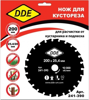 Диск для кустореза DDE WOOD CUT 26 зубьев, 200 x 25,4/20 мм (толщина = 1,8 мм)