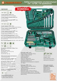 S04H524179S Набор инструмента универсальный 1/4", 1/2"DR, 179 предметов