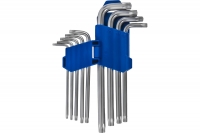 Набор ключей угловых удлинённых КОБАЛЬТ Tamper TORX: T10, T15, T20, T25, T27, T30, T40, Т45, Т50, CR