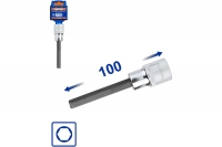 Насадка бита торцевая 100 мм 1/2" HEX 4 мм (10/80) WADFOW WSC5201