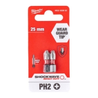 Бита PH2 25мм Milwaukee SHOCKWAVE™ (2шт/уп) GEN III