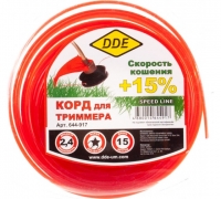 КОРД ТРИММЕРНЫЙ В БЛИСТЕРЕ DDE "SPEED LINE" (ЗВЕЗДА) 2,4 ММ х 15 М, КРАСНЫЙ