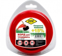КОРД ТРИММЕРНЫЙ В БЛИСТЕРЕ DDE "SPEED LINE" (ЗВЕЗДА) 2,0 ММ х 60 М, КРАСНЫЙ
