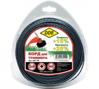 КОРД ТРИММЕРНЫЙ В БЛИСТЕРЕ DDE "STEEL ROD LINE" (КРЕСТ ВИТОЙ АРМИРОВАННЫЙ) 2,0 ММ х 60 М, ГОЛУБОЙКР