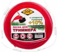 КОРД ТРИММЕРНЫЙ В БЛИСТЕРЕ DDE "SPEED LINE" (ЗВЕЗДА) 2,0 ММ х 15 М, КРАСНЫЙ