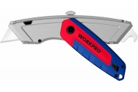 Универсальный складной нож WORKPRO с двумя лезвиями, трапециевидные лезвия WP213016