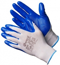 GWARD Blue Перчатки нейлоновые белые с синим нитриловым покрытием 12/600 (размер 9 (L)