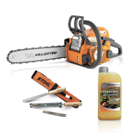 Бензопила VILLARTEC SB018 Legend, шина 35 см.(14") Цепь 3/8 1.3 50 зв.+Адг.1л+Набор заточной Stihl