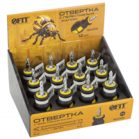 Отвертка c переставным жалом "коротыш", CrV сталь, прорезиненная ручка 6х25 мм PH2/SL6, шоу-бокс