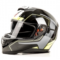 Шлем мото интеграл HIZER J5318 #1 (S)  black/yellow (2 визора)