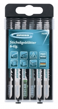 Набор полотен для электролобзика по дереву, 6шт., Profi, пластиковый кейс// Gross
