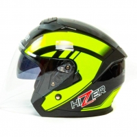 Шлем мото открытый HIZER J222 #2 (L) black/yellow (2 визора)